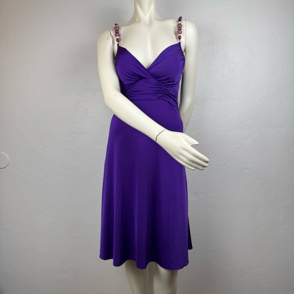 Vintage Y2K Capricho Purple Dress Beaded Straps USA Made Sz Large Whimsy Grunge